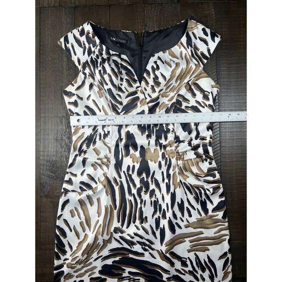 I.N. Studio Animal Print Dress Sleeveless Career Party Cocktail Size 10 - Picture 5 of 8